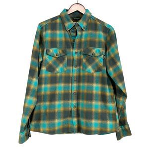Fayettechill Teal and Orange Plaid 100% Cotton Flannel Shirt Women's Size M
